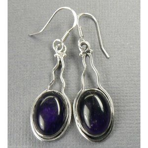 Sterling Silver AMETHYST Drop Earrings 1.75"